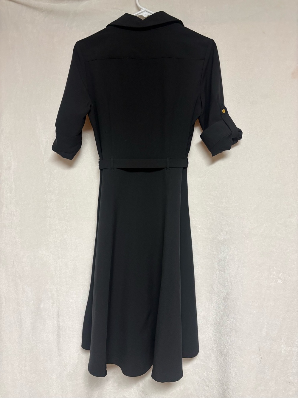 Sharagano Black Midi Dress with Gold Buttons - Picture 2 of 5